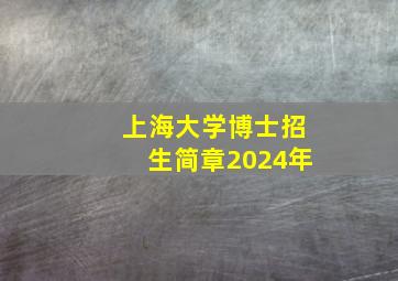 上海大学博士招生简章2024年