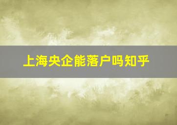 上海央企能落户吗知乎