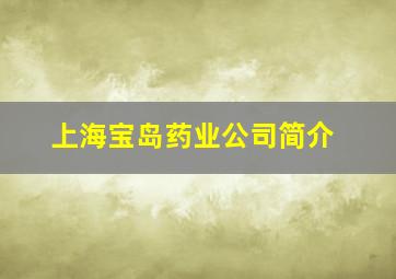 上海宝岛药业公司简介