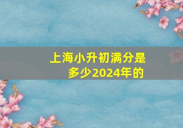 上海小升初满分是多少2024年的