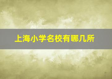 上海小学名校有哪几所