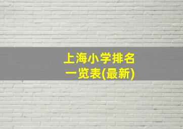 上海小学排名一览表(最新)