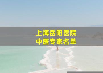 上海岳阳医院中医专家名单