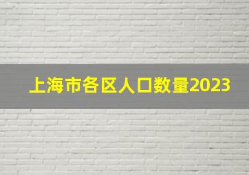 上海市各区人口数量2023