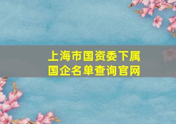 上海市国资委下属国企名单查询官网