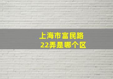 上海市富民路22弄是哪个区