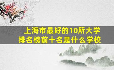 上海市最好的10所大学排名榜前十名是什么学校