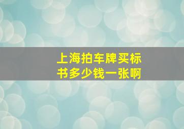 上海拍车牌买标书多少钱一张啊