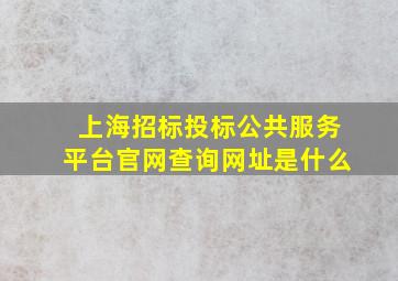 上海招标投标公共服务平台官网查询网址是什么