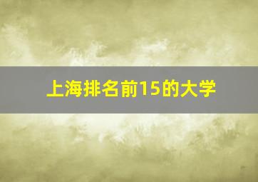 上海排名前15的大学