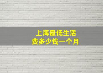 上海最低生活费多少钱一个月