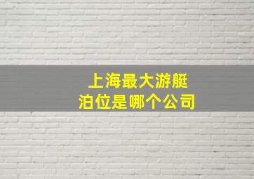 上海最大游艇泊位是哪个公司