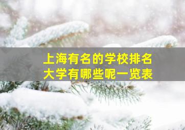 上海有名的学校排名大学有哪些呢一览表