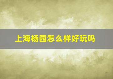 上海杨园怎么样好玩吗