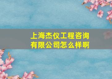 上海杰仪工程咨询有限公司怎么样啊