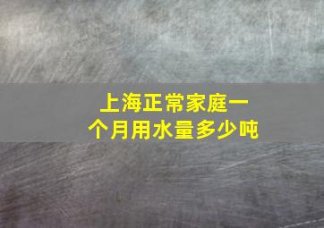 上海正常家庭一个月用水量多少吨