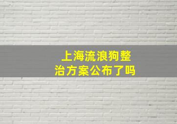 上海流浪狗整治方案公布了吗