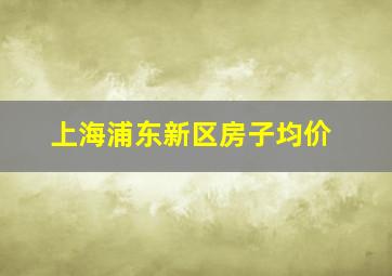 上海浦东新区房子均价