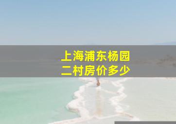 上海浦东杨园二村房价多少