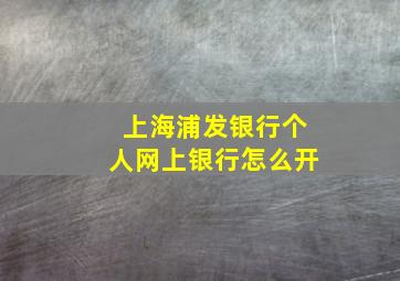 上海浦发银行个人网上银行怎么开