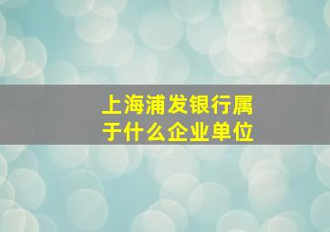 上海浦发银行属于什么企业单位