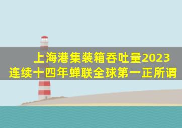 上海港集装箱吞吐量2023连续十四年蝉联全球第一正所谓