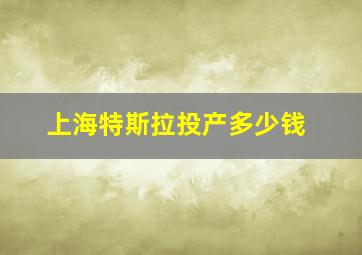 上海特斯拉投产多少钱