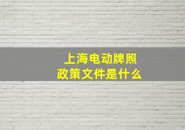 上海电动牌照政策文件是什么