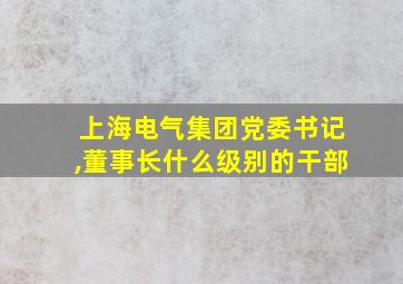 上海电气集团党委书记,董事长什么级别的干部