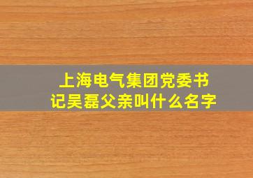 上海电气集团党委书记吴磊父亲叫什么名字