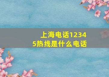 上海电话12345热线是什么电话