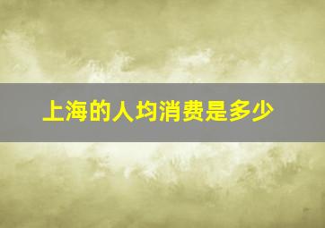 上海的人均消费是多少