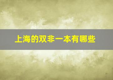 上海的双非一本有哪些