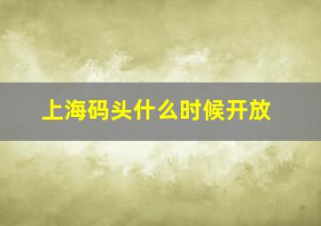 上海码头什么时候开放