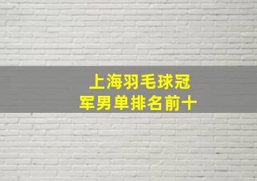 上海羽毛球冠军男单排名前十