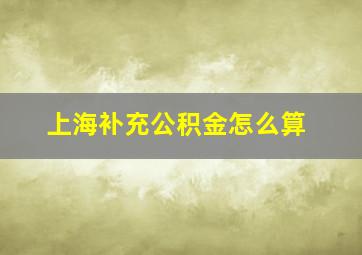 上海补充公积金怎么算