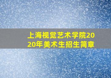 上海视觉艺术学院2020年美术生招生简章