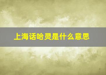 上海话哈灵是什么意思