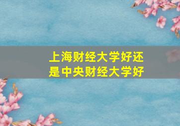 上海财经大学好还是中央财经大学好