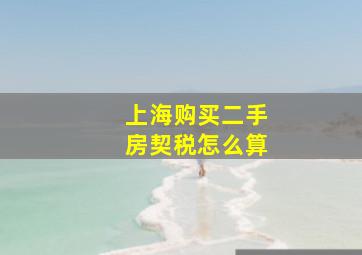 上海购买二手房契税怎么算