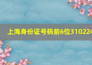 上海身份证号码前6位310224