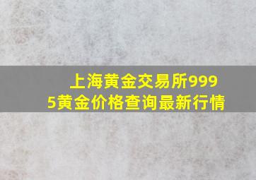 上海黄金交易所9995黄金价格查询最新行情