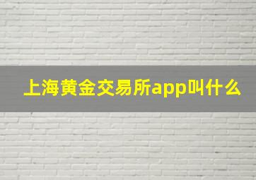 上海黄金交易所app叫什么