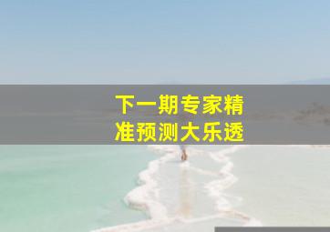 下一期专家精准预测大乐透