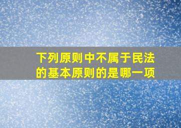 下列原则中不属于民法的基本原则的是哪一项