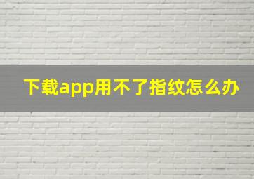 下载app用不了指纹怎么办