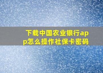 下载中国农业银行app怎么操作社保卡密码