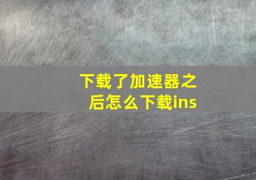 下载了加速器之后怎么下载ins