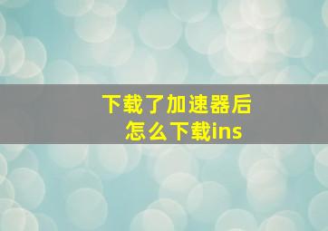 下载了加速器后怎么下载ins