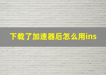 下载了加速器后怎么用ins